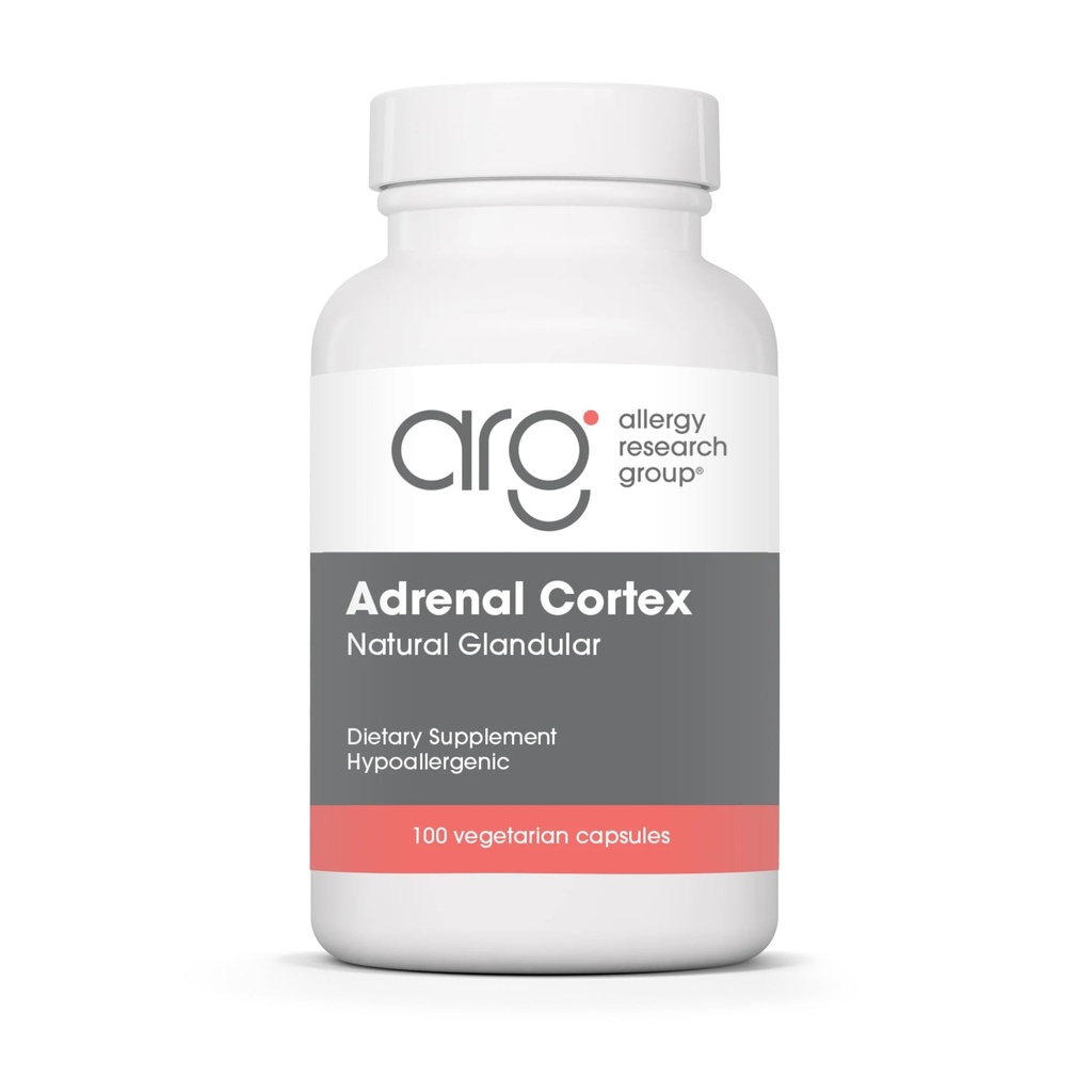 Allergy Research Group Adrenal Cortex Support - Adrenal Glandulært supplement, immunfunktion, 100mg Adrenal Extract, Kvæg - 100 Greve