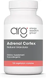 Allergy Research Group Adrenal Cortex Support - Adrenal Glandulært supplement, immunfunktion, 100mg Adrenal Extract, Kvæg - 100 Greve