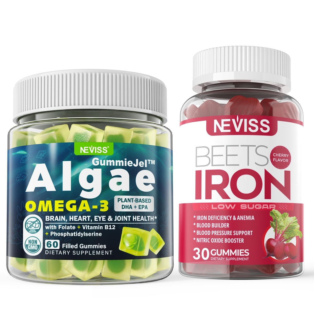 Vegansk Omega 3 Gummies 1000mg + jerntilskud 12, 5 mg