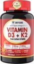 Plantbased Vitamin D3 K2 Supplement Softgel - Vit D3 10000 Iu + Vitamin K2 Mk7 200 Mcg, Algae Omega-3, Magnesium, Vitamin B12 For ben & muskel, immunforsvar, Max Absorption, Let at synke 1pack