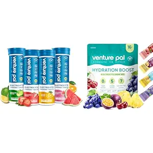 Venture Pal Sugar Free Electrolyte Powder Packets & Chewable Fast- Smelt Electrolyte Tablets, Sport Electrolyte til kører vandreture...