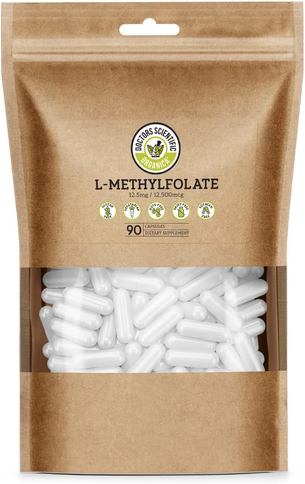 DSO L Methylfolat 12, 5 mg (5 MTHF supplement) - 90 Vegankapsler (12, 5 mg) - Active L Methylfolat supplement til homocystein kontrol - folinsyre vitamin - økologisk venlig emballage
