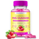 PMS Gummies - Happy Flow PMS Support for Women - Strawberry PMS Relief Supplement med vitamin B6 til Hormonbalance, Periode support, kramper, Hormonal Acne & Bloating Relief (60 Tæl)