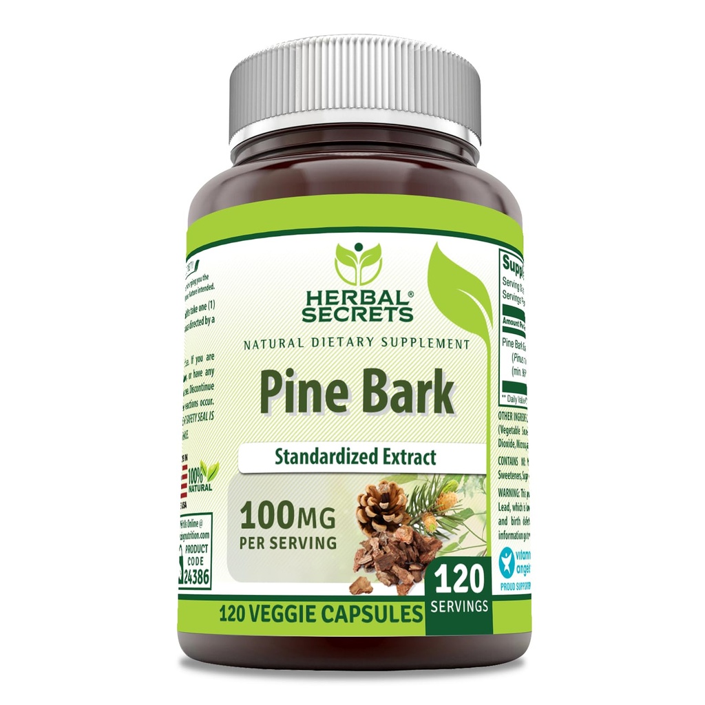 Herbal Secrets Pine Bark ekstrakt Supplement 124; 100 Mg pr Servering
