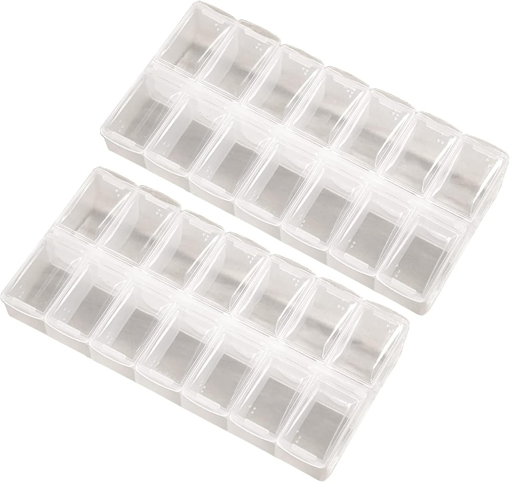 2 Pack OPP Clear Daily Pill Box Organizer, Am Pm Pill Organizer 7 dag, Ugentlig Pill Organizer 2 gange om dagen for piller, Kosttilskud og medicin, Lille Pill Box 7 dag, Medicin Organizer