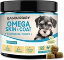 EagouDiary Salmon Oil Chews for Dogs, Omega 3 Skin & Coat Supplement for DHA Fedtsyrer, Angelica, Methionin, Vitamin, Mineraler for Itchy Skin & Allergy Relief (120Ct)