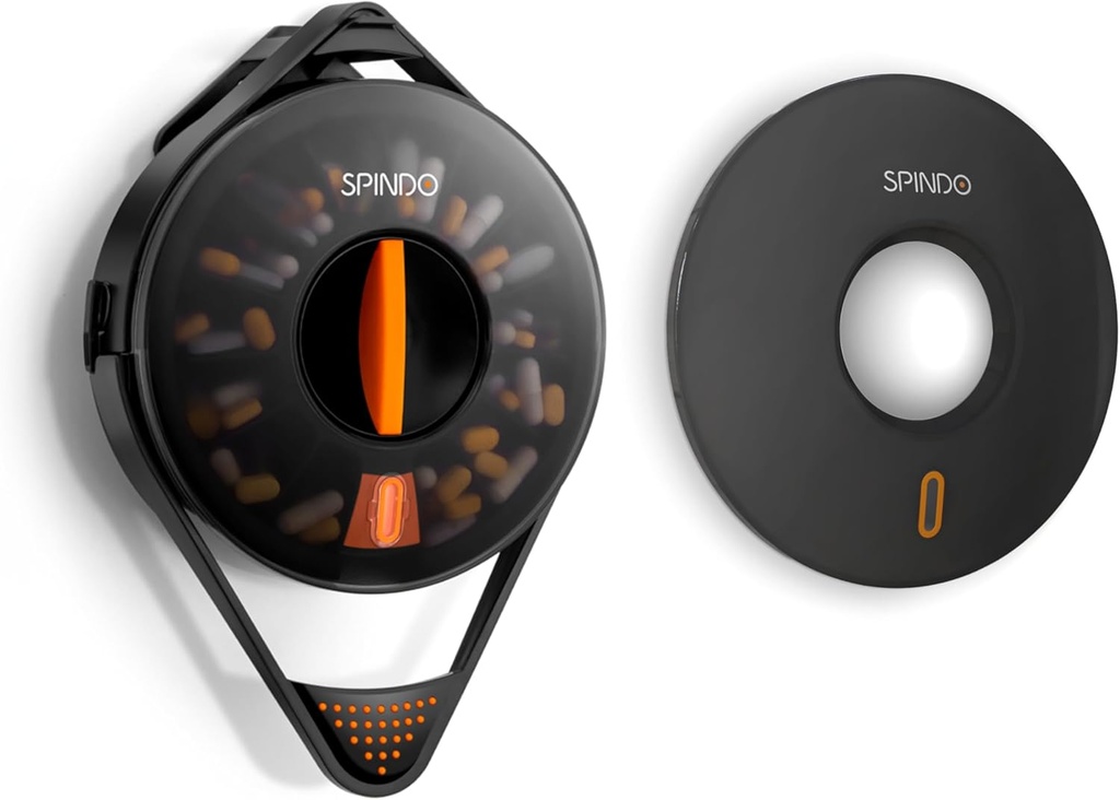 Fullicon Light Proof Combo, Weekly Pill Dispenser Organizer med Private Solid Lid, 14 store kompartmenter og Child- Proof Lock, Spindo Medicine Dispenser Vitamin / Tablet / supplement til ældre (sort)