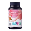 LIVS Beauty Plus Gummy Vitamin - Biotin Gummies for Hår, Hud og Nails; Natural, Gluten- Free, Non- GMO Beauty Supplement med vitamin A, C, E, B12, D3, Zink & Mere - Cream Soda Flavor - 60 Ct