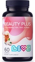 LIVS Beauty Plus Gummy Vitamin - Biotin Gummies for Hår, Hud og Nails; Natural, Gluten- Free, Non- GMO Beauty Supplement med vitamin A, C, E, B12, D3, Zink & Mere - Cream Soda Flavor - 60 Ct