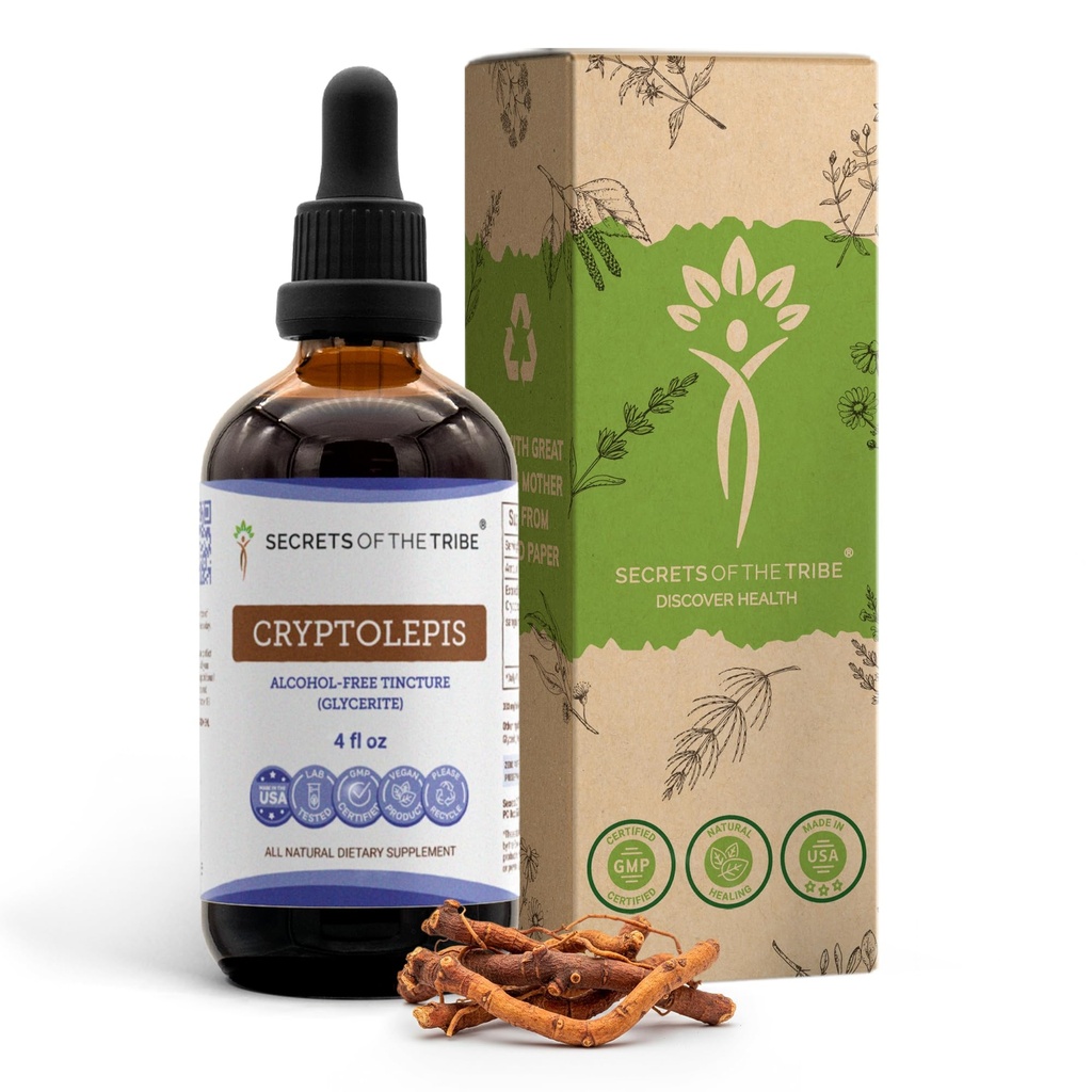 Hemmeligheder af Tribe Cryptolepis Tincture Alcohol- Free Extract, High- Potency Herbal Drops, Tincture Lavet af Wildcrafted Cryptolepis Sanguinolenta 4 oz