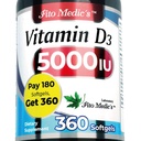 FITO MEDIC 'S Lab - Vitamin d - 5000 IE af - Vitamin d3- 360 Softgels - Vitamin d3 5000 iu - for ben, tænder, muskel og immunforsvar støtte, Ultra høj Absorption, vitamina d3.