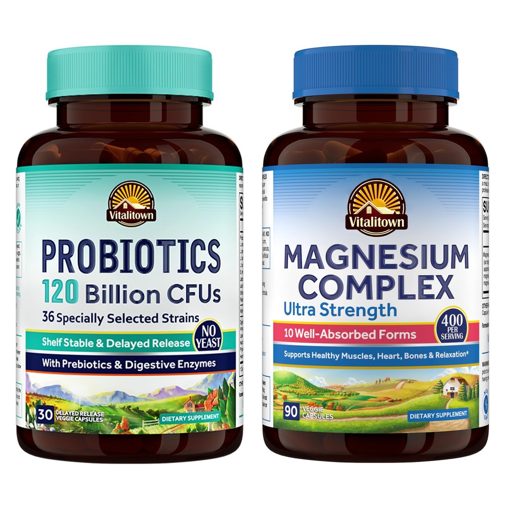 Vitalitown Probiotic + Magnesium Bundle (pakke med 2)