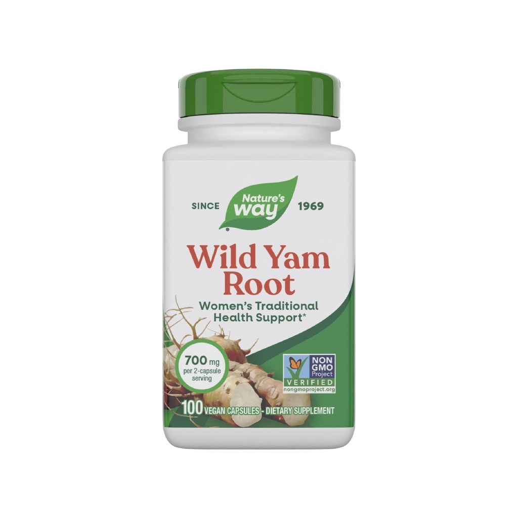 Nature 's Way Wild Yam Root Capsules, Women' s Traditional Health Support *, 700 mg pr. 2-capsule Serving, Non- GMO Project Verified, 100 Vegan Capsules (Packaging May Vary)