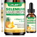 Selen Liquid Drops, 200mcg Liquid Selen Supplement med C-vitamin & Zink, Support for Immunsystemet, Antioxidant & Heart Health, Høj Absorption, Ananas Aromatic, 2 Fl Oz
