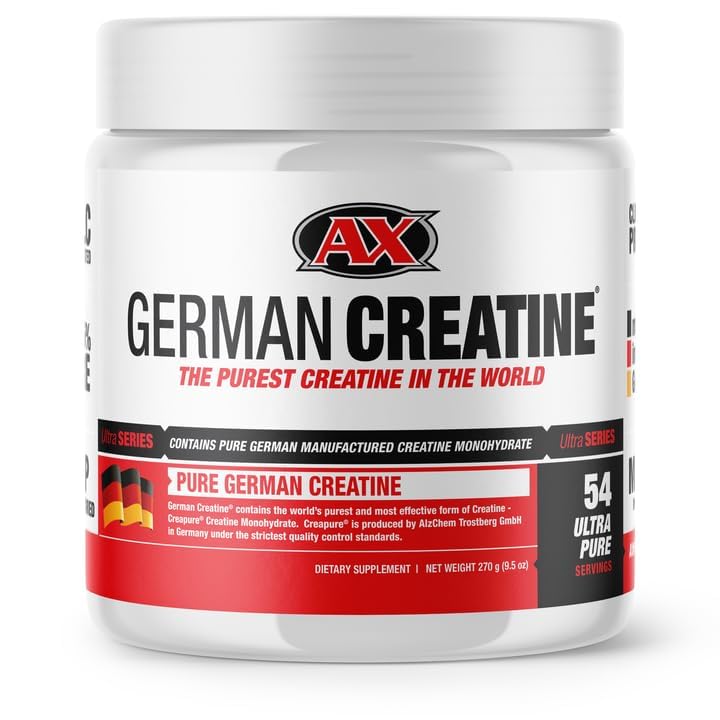 Tysk Creatin - Mikroniseret Creatin monohydrat pulver, 99,99% Pure Creapure for muskelvækst, Styrke & ydeevne, Understøtter muskel Inddrivelse, 3. part testet, Unflavored - 270g (54 Servere)