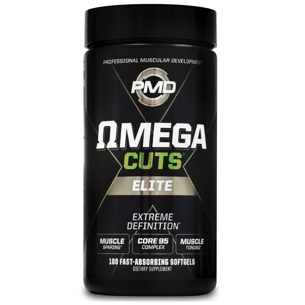 PMD Sports Omega Cuts Elite -Fat Loss- Muscle Defining Formel - Omega Fedtsyrer, MCT 'er og CLA for Muscle Definition og Vedligeholdelse - Keto Friendly For Women and Men - Stimulant Free (180 Softgels)