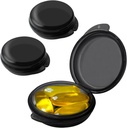 Lille Pill Box (3 Pack), Daily Mini Pill Organizer Portable for Purse Pocket, Travel Pill Case Medicine Storage Container Earplug Case (Blcak