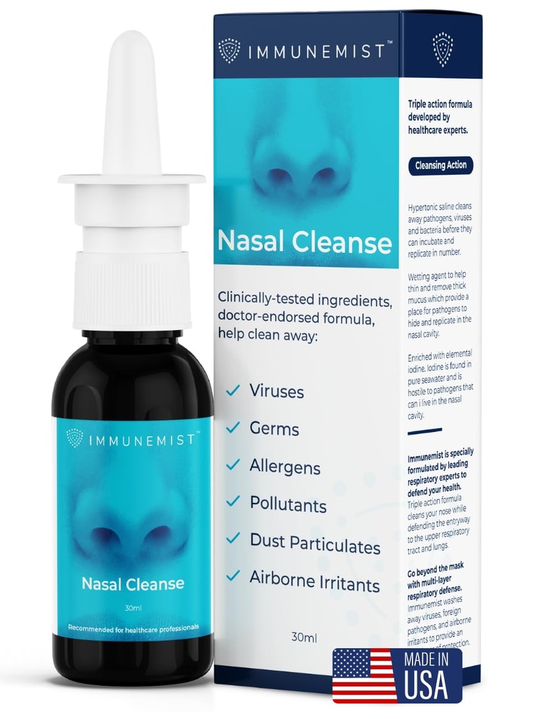 Nasal Cleanse - Doctor Anbefalet Anti Viral Nasal Jod Spray Skyl flaske op til 250 Doser - Nasal Spray for Wellness - Made in USA