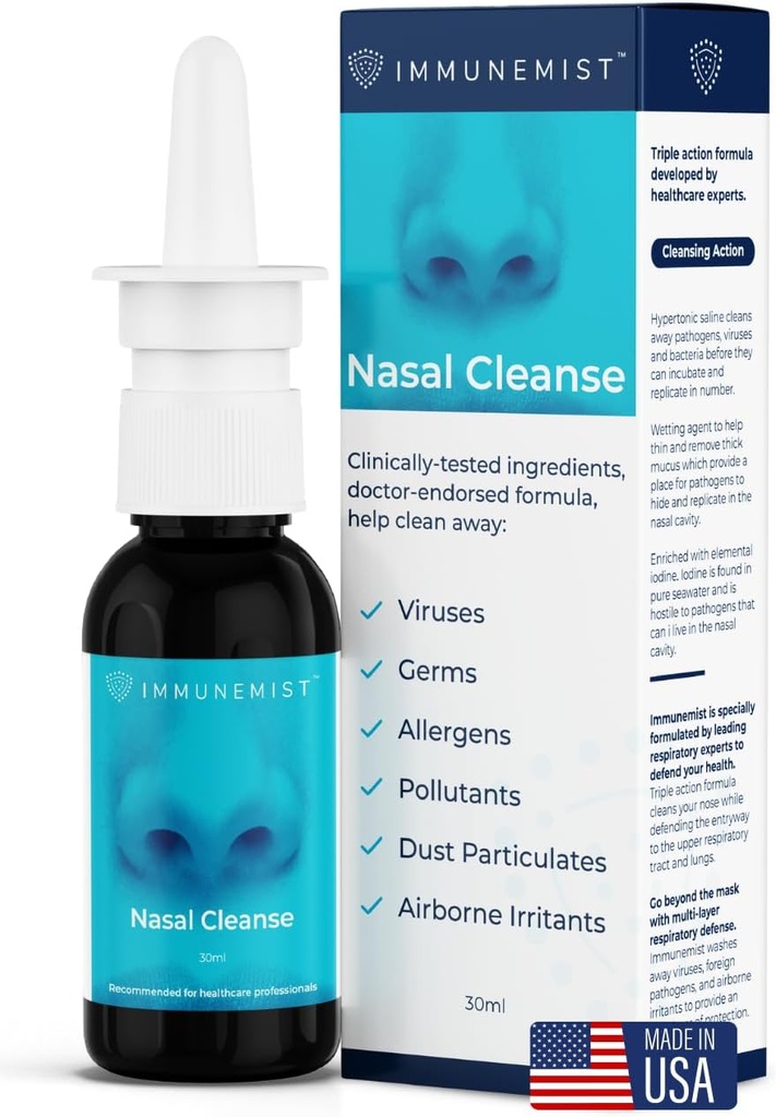 Nasal Cleanse - Doctor Recommended Anti Viral Nasal Iodine Spray Rinse Bottle Up to 250 Doses - Nasal Spray for Wellness - Made in The USA