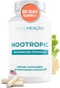 Nootropics Brain Memory and Focus Supplement - Lions Mane, Shiitake, Chaga, Reishi svampe pulver - Forbedre kognitiv sundhed med Bacopa Monnieri og Gingko Biloba Extract, 60 kapsler