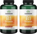 Swanson vitamin B1 (Thiamin) - fremmer sund stofskifte og giver energistøtte - Natural Vitamin Supplement Support Optimum Nerve Cell Funktion - (250 kapsler, 100 mg hver) (2 Pack)