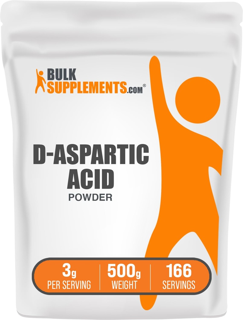 Bulkadditions.com D- Aspartasyrepulver - D- Aspartasyre Supplement for mænd, Unflavored Aminosyre - Pure & Gluten Free, 3g per Serving, 500g (1.1 lbs) (Pack of 1)