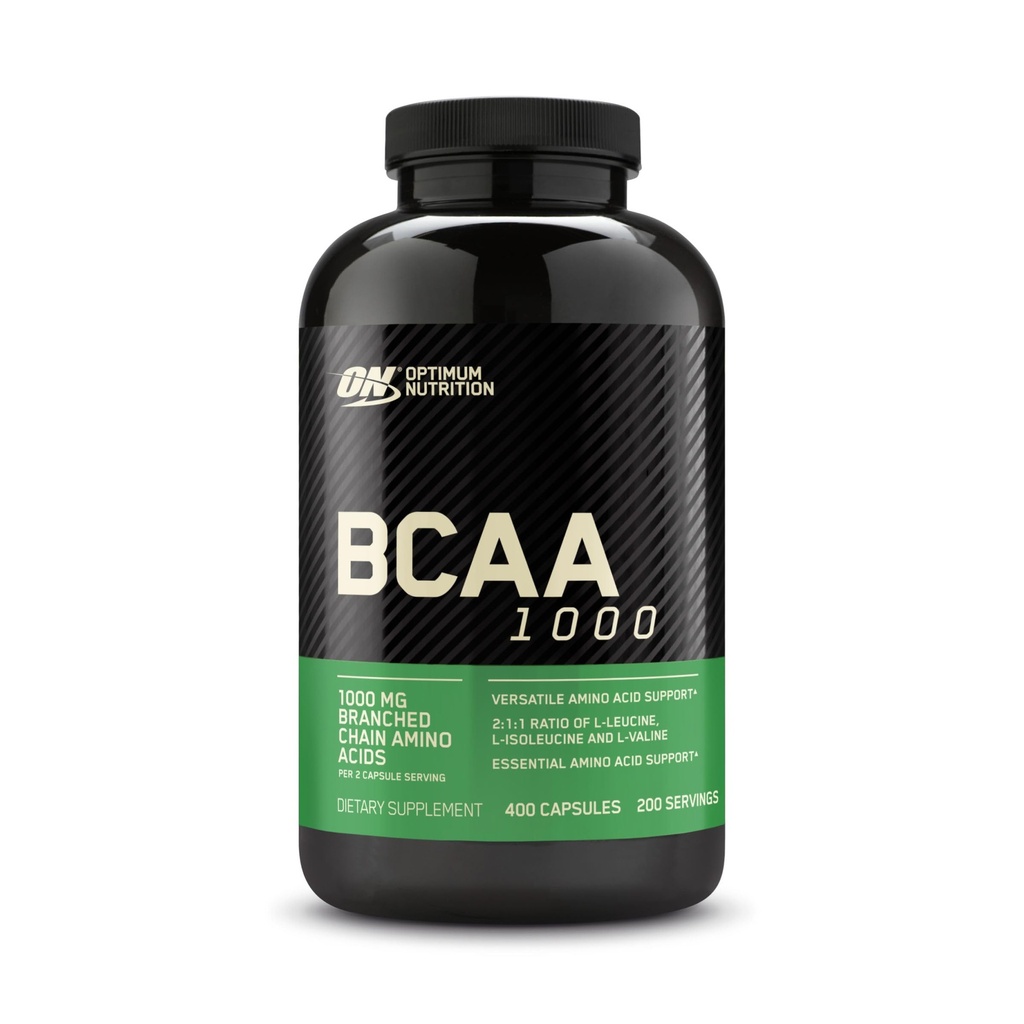 Optimum Nutrition Instantized BCAA kapsler, Keto Friendly Forgrenet Chain Essential Aminosyrer, 1000mg, 400 Greve