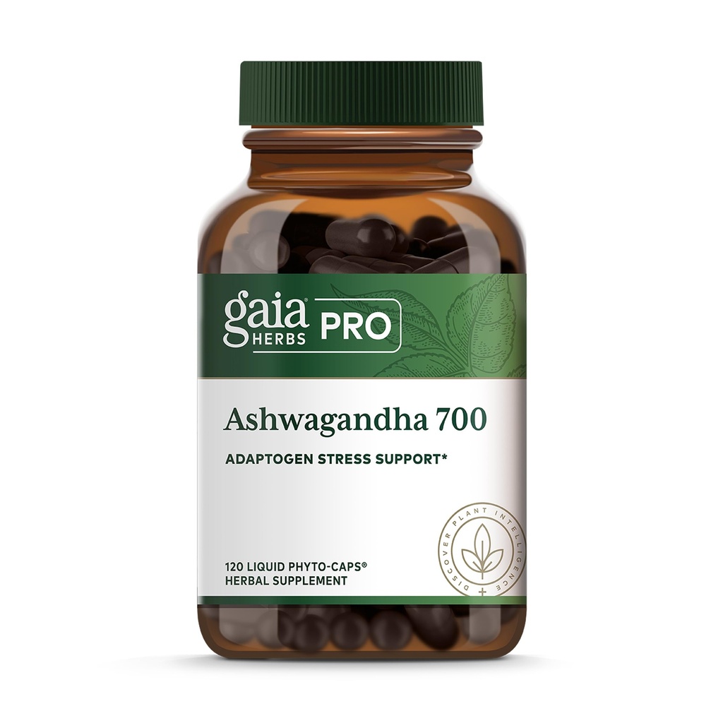 GAIA HERBS PRO Ashwagandha 700 - Sund immunforsvar Support * - Single-Herb Formel med Organic Ashwagandha - Vegan, Gluten- Free, Soy- Free - 120 Flydende Phyto- Caps (60 Servere)