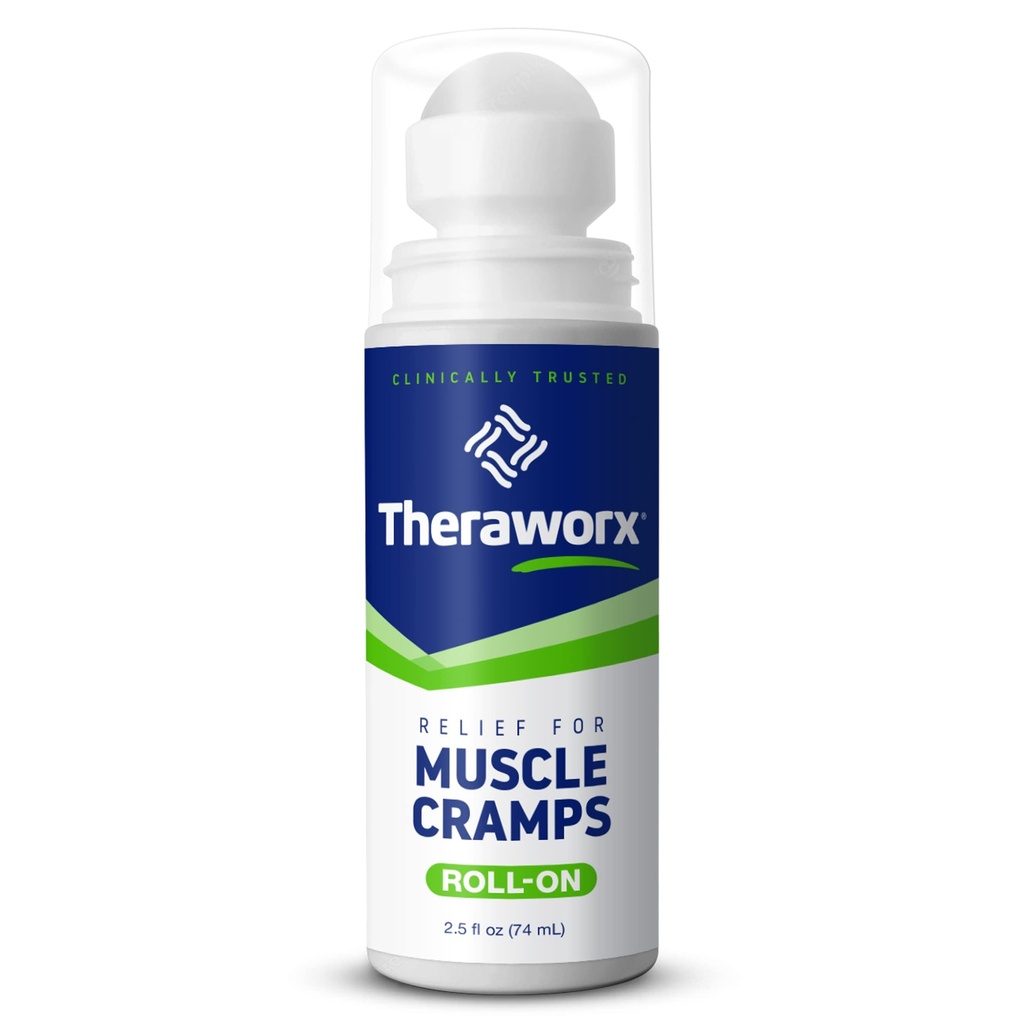 Theraworx Relief for muskelkramper Roll- On Fast- Fungerende muskelspasmer, Ben ømhed med Magnesiumsulfat - 2,5 oz - 1 Tæl