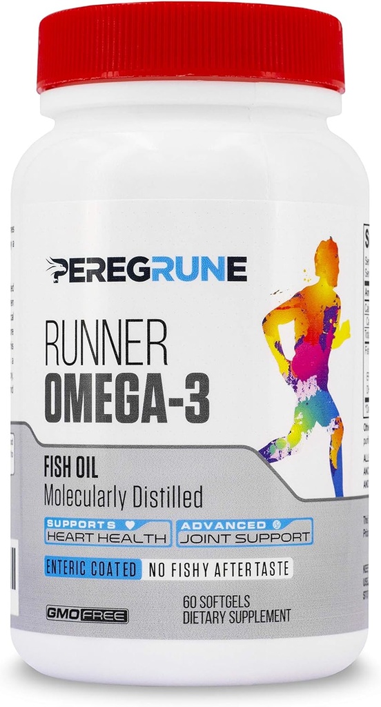 Runner Omega 3 Fish Oil - Triple Strength Nutritional Sport Supplement - Hjælper støtte hjerte & fælles sundhed til kørsel med Omega- EPA & DHA - 1000 mg, 1 måned kapsler til mænd og kvinder