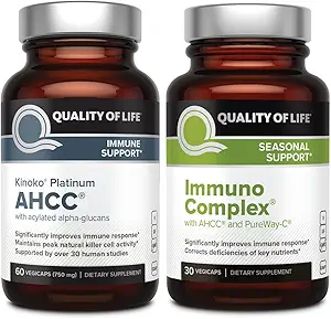 Livskvalitet AHCC Kinoko Platinum Mushroom Extract og Immuno Complex med C-vitamin - Ultimate immunsupportbundle