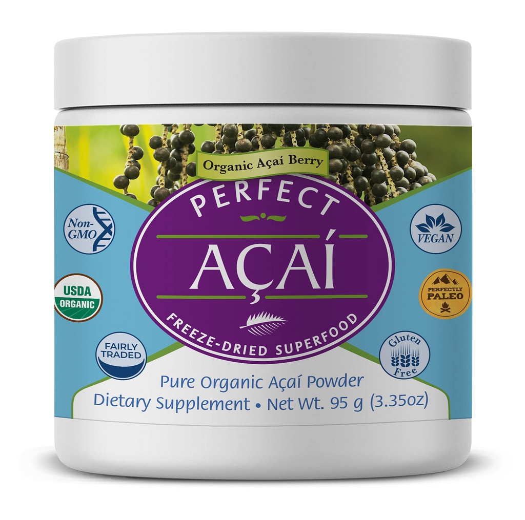 Perfect Supplements - Perfect Acai Powder - 95 Bedste - Pure Organic Freeze- Tørret Acai Berry Superfood - Kraftfulde antioxidanter - Understøtter immunsystemet