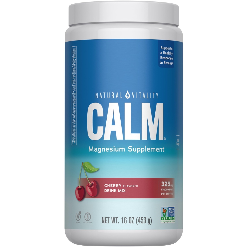 Natural Vitality Calm Magnesium 16 oz Powder | Relaxing Drink Mix | Cherry Flavored Supplement | 325mg Per Serving | Non-GMO, Gluten-Free & Vegan