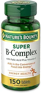 Naturens Bounty, Super B Complex med C-vitamin og folinsyre - immunforsvar og energistøtte - 150 tabletter,.