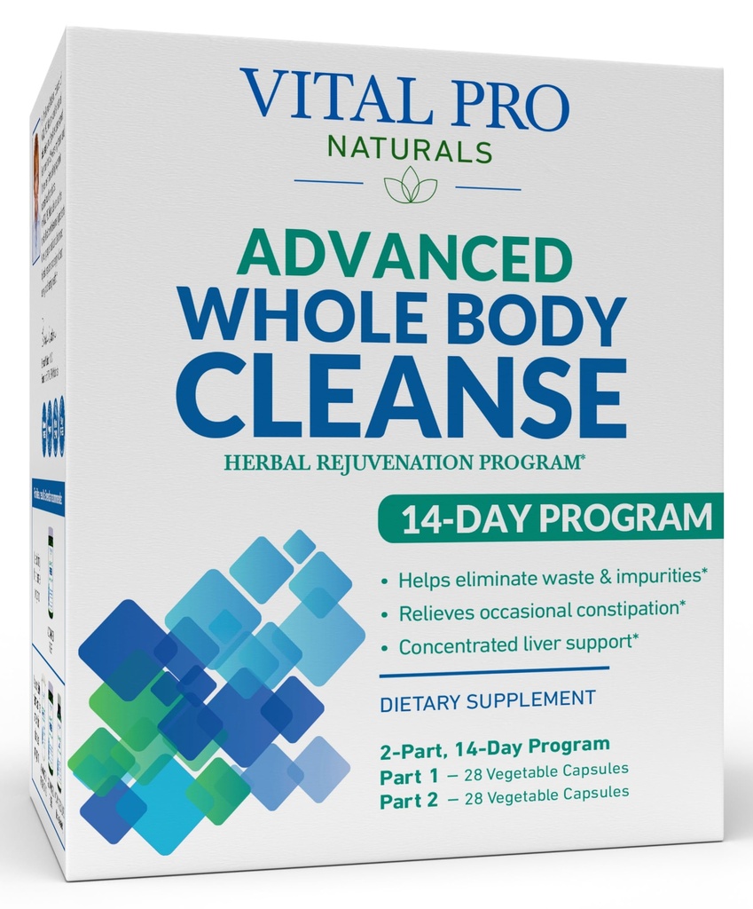 Vital Pro Naturals - Avanceret hele kroppen rense med mælk tidsel, Magnesium, Cape Aloe, og urter til lejlighedsvis obstipation og sund eliminering, 2-del 14 dag kit, 56 kapsler