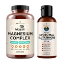 AMANDEAN Premium Liposomal Glutathion & Magnesium Complex Bundle. Antioxidant. Flydende Setria. High- Absorption Magnesium Threonat, Glycinate & Malat. Hjerne og lever sundhed. Hukommelse, fokus og søvn