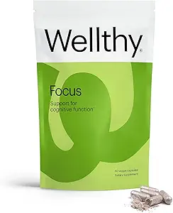 Wellthy Focus Cognitive Funktion, Fokus, og hukommelse supplement til hukommelse, kreativitet, og motivering (30 dage)