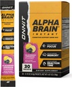 ONNIT Alpha Brain Instant Cognitive Support Drink Mix, BlackBerry Lemonade Flavor, Nootrop Supplement for fokus, hukommelse og klarhed, 0.13 oz Pakker, 30 Greve