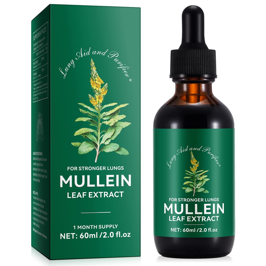 Mullein Drops til Lungs, Mullein Leaf Extract med Chlorophyll, Mullein Leaf Extract til Lung Cleanse og Respiratory Support