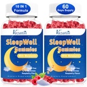 Sovegummi til voksne og børn - Sukker fri Melatonin Gummier med Magnesium, L- Theanin, Vitamin B12, Vegan - Raspberry Flavored, 120 Cts