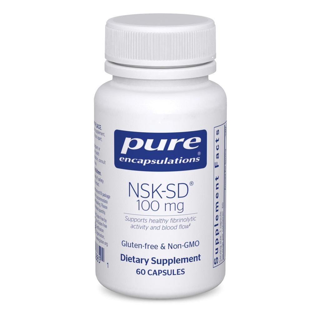 Ren indkapsling NSK- SD - 100 mg Natokinase - til normal blodcirkulation - understøtter fibrinolytisk aktivitet * - Gluten Free & Non- GMO - 60 kapsler