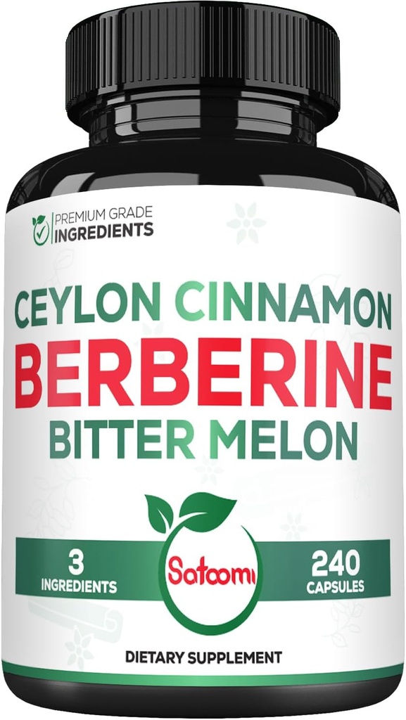 Berberine 1500mg tillæg med Organic Ceylon Cinnamon Bark & Bitter Melon - 240 Vegan kapsler til 80 Servering - immunsystem, hjerte sundhed, bodymanagement & fordøjelsesstøtte