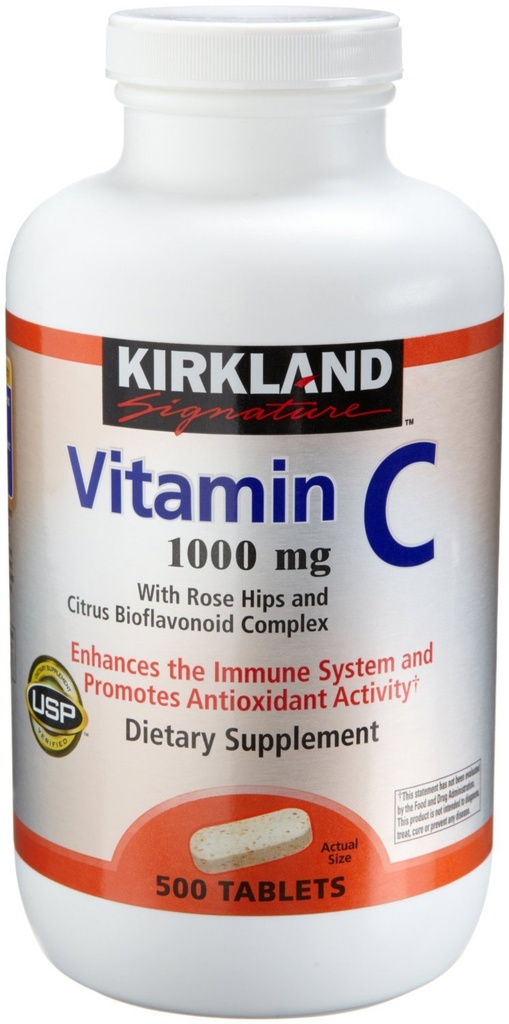Kirkland C-vitamin med Rose Hips og Citrus Bioflavonoid Complex (1000 mg), 1000-greve ((1000 mg tabletter))
