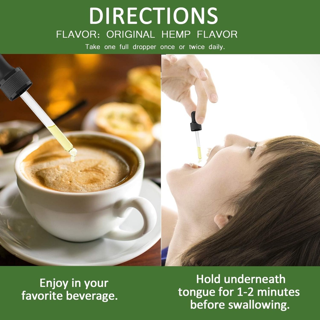 (2 Pack) 5000mg Økologisk Cold- presset Hamp Oil - Rich in Omega 3-6-9 - Natural Hamp Drops - Made in USA