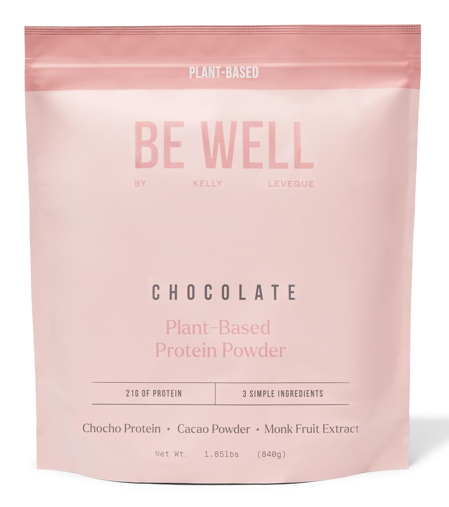 Være godt af Kelly Chokolade Plant- baseret protein pulver, Vegan 21G Protein 9G Fiber 1 NetCarb (3 ingredienser, 20 Servere) 9 Aminosyrer 3 BCAAs ingen soja, ingen Dairy, Stevia- Free Ingen sukker Tilføjet 1.85lb 840g