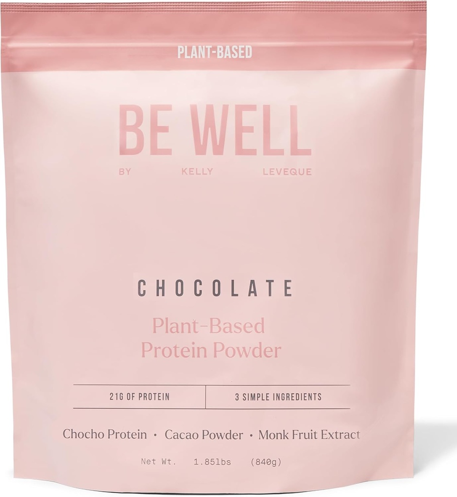 Være godt af Kelly Chokolade Plant- baseret protein pulver, Vegan 21G Protein 9G Fiber 1 NetCarb (3 ingredienser, 20 Servere) 9 Aminosyrer 3 BCAAs ingen soja, ingen Dairy, Stevia- Free Ingen sukker Tilføjet 1.85lb 840g