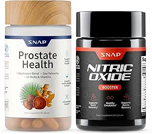 Snap kosttilskud Prostata sundhed & nitrogenoxid supplement bundle for mænd, 90 + 60 Vegetariske kapsler (1 måned Tilgang)