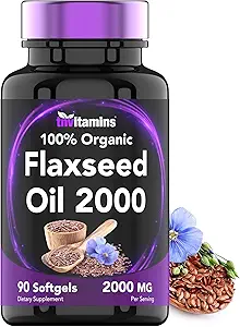 tnvitaminOrganic Flaxseed Oil Softgels: 2000 mg - 90 Softgels ekskl. GMO