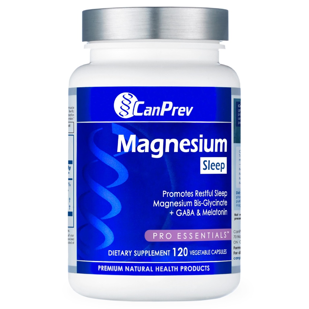 CanPrev Magnesium Bisglycinat Chelated + GABA & Melatonin, 120 Veg Caps, 120- Day Supply, Support Resistful Night, Muscle Function, Promote Relaxation & Balanced Sleep- Wake Cycle, Vegan, Ingen GMO & Gluten