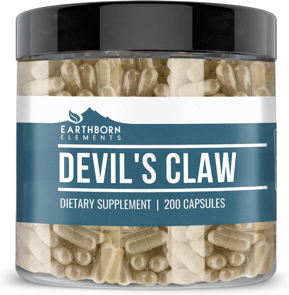 Earthborn Elements Devil 's Claw Extract 200 Kapsler, Pure & Ufortyndet, Ingen tilsætningsstoffer